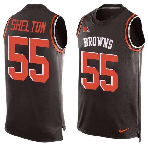 Nike Browns #55 Danny Shelton Brown Team Color Men's Stitched NFL Limited Tank Top Jersey Nike Browns #55 Danny Shelton Brown Team Color Men's Stitched NFL Limited Tank Top Jersey