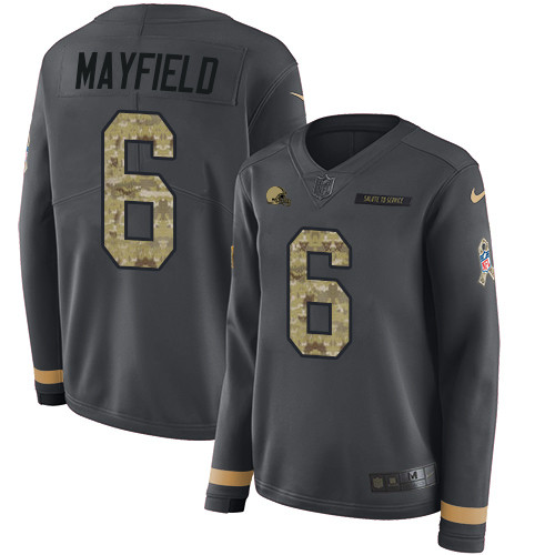 Nike Browns #6 Baker Mayfield Anthracite Salute to Service