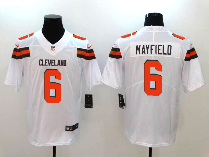 Nike Browns #6 Baker Mayfield White 2018 NFL Draft Pick Limited Jersey