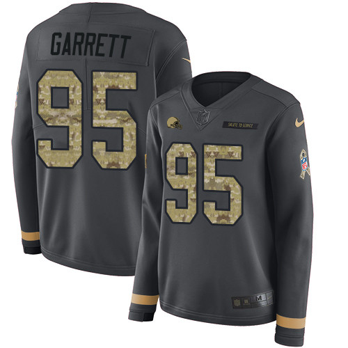 Nike Browns #95 Myles Garrett Anthracite Salute to Service