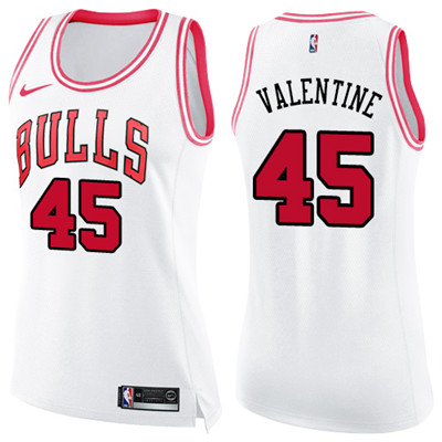 Nike Bulls #45 Denzel Valentine White Pink Women's NBA Swingman Fashion Jersey Nike Bulls #45 Denzel Valentine White Pink Women's NBA Swingman Fashion Jersey