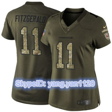Nike Cardinals #11 Larry Fitzgerald Green Women's Stitched NFL Limited Salute to Service  Jersey