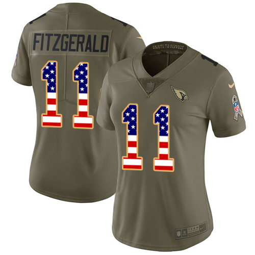 Nike Cardinals #11 Larry Fitzgerald Olive USA Flag Women's Stitched NFL Limited 2017 Salute to Service Jersey Nike Cardinals #11 Larry Fitzgerald Olive USA Flag Women's Stitched NFL Limited 2017 Salute to Service Jersey