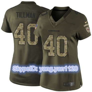 Nike Cardinals #40 Pat Tillman Green Women's Stitched NFL Limited Salute to Service Jersey