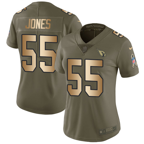 Nike Cardinals #55 Chandler Jones Olive Gold Women's Stitched NFL Limited 2017 Salute to Service Jersey