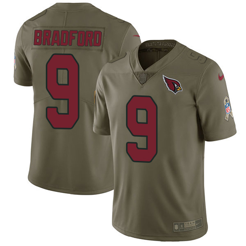 Nike Cardinals #9 Sam Bradford Olive Youth Stitched NFL Limited 2017 Salute to Service Jersey Nike Cardinals #9 Sam Bradford Olive Youth Stitched NFL Limited 2017 Salute to Service Jersey