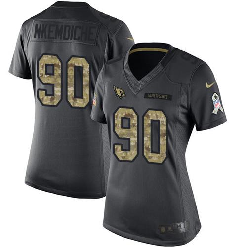 Nike Cardinals #90 Robert Nkemdiche Black Women's Stitched NFL Limited 2016 Salute to Service Jersey Nike Cardinals #90 Robert Nkemdiche Black Women's Stitched NFL Limited 2016 Salute to Service Jersey