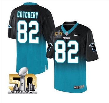 Nike Carolina Panthers #82 Jerricho Cotchery BlackBlue Super Bowl 50 Men's Stitched NFL Elite Fadeaway Fashion Jersey Nike Carolina Panthers #82 Jerricho Cotchery BlackBlue Super Bowl 50 Men's Stitched NFL Elite Fadeaway Fashion Jersey