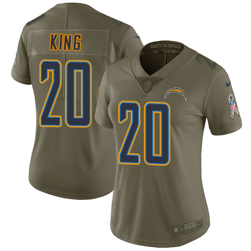 Nike Chargers #20 Desmond King Olive Women's Stitched NFL Limited 2017 Salute to Service Jersey