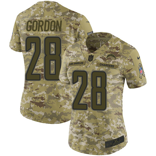 Nike Chargers #28 Melvin Gordon Camo Women's Stitched NFL Limited 2018 Salute to Service Jersey Nike Chargers #28 Melvin Gordon Camo Women's Stitched NFL Limited 2018 Salute to Service Jersey
