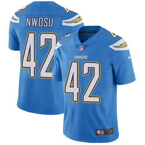 Nike Chargers #42 Uchenna Nwosu Electric Blue Alternate Men's Stitched NFL Vapor Untouchable Limited Jersey Nike Chargers #42 Uchenna Nwosu Electric Blue Alternate Men's Stitched NFL Vapor Untouchable Limited Jersey