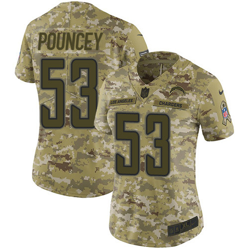 Nike Chargers #53 Mike Pouncey Camo Women's Stitched NFL Limited 2018 Salute to Service Jersey Nike Chargers #53 Mike Pouncey Camo Women's Stitched NFL Limited 2018 Salute to Service Jersey