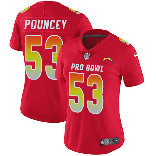 Nike Chargers #53 Mike Pouncey Red Women's Stitched NFL Limited AFC 2019 Pro Bowl Jersey Nike Chargers #53 Mike Pouncey Red Women's Stitched NFL Limited AFC 2019 Pro Bowl Jersey
