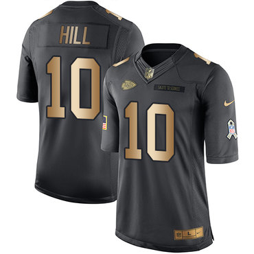 Nike Chiefs #10 Tyreek Hill Black Men's Stitched NFL Limited Gold Salute To Service Jersey Nike Chiefs #10 Tyreek Hill Black Men's Stitched NFL Limited Gold Salute To Service Jersey