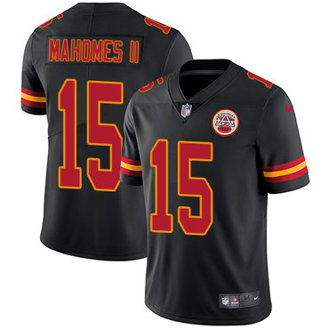 Nike Chiefs #15 Patrick Mahomes II Black Youth Stitched NFL Limited Rush Jersey Nike Chiefs #15 Patrick Mahomes II Black Youth Stitched NFL Limited Rush Jersey