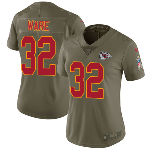 Nike Chiefs #32 Spencer Ware Olive Women's Stitched NFL Limited 2017 Salute to Service Jersey