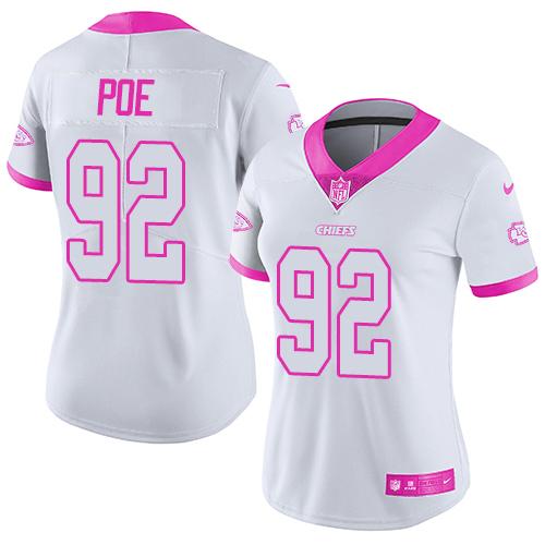 Nike Chiefs #92 Dontari Poe White Pink Women's Stitched NFL Limited Rush Fashion Jersey Nike Chiefs #92 Dontari Poe White Pink Women's Stitched NFL Limited Rush Fashion Jersey