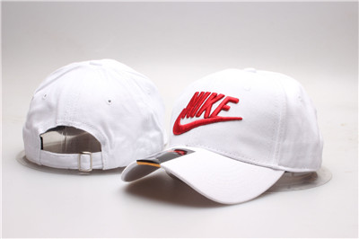 Nike Classic Red Logo White Peaked Adjustable Hat YP Nike Classic Red Logo White Peaked Adjustable Hat YP
