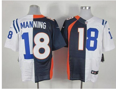 Nike Colts #18 Peyton Manning Navy BlueWhite Men's Stitched NFL Elite Split Broncos Jersey