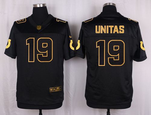 Nike Colts #19 Johnny Unitas Black Men's Stitched NFL Elite Pro Line Gold Collection Jersey Nike Colts #19 Johnny Unitas Black Men's Stitched NFL Elite Pro Line Gold Collection Jersey