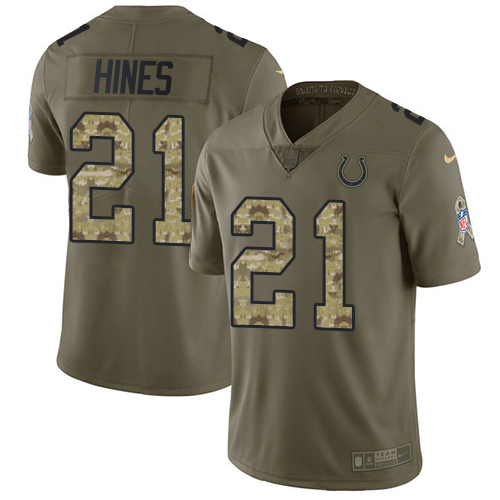 Nike Colts #21 Nyheim Hines Olive Camo Men's Stitched NFL Limited 2017 Salute To Service Jersey