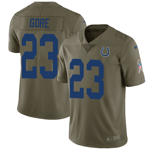 Nike Colts #23 Frank Gore Olive Youth Stitched NFL Limited 2017 Salute to Service Jersey