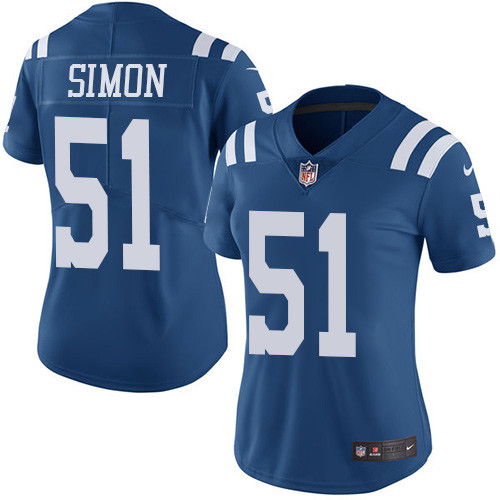 Nike Colts #51 John Simon Royal Blue Women's Stitched NFL Limited Rush Jersey Nike Colts #51 John Simon Royal Blue Women's Stitched NFL Limited Rush Jersey