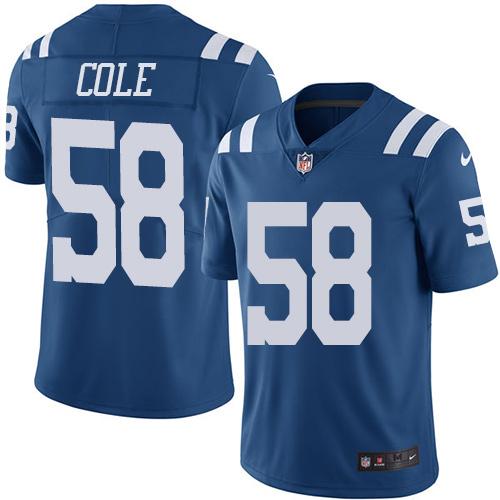 Nike Colts #58 Trent Cole Royal Blue Men's Stitched NFL Limited Rush Jersey Nike Colts #58 Trent Cole Royal Blue Men's Stitched NFL Limited Rush Jersey