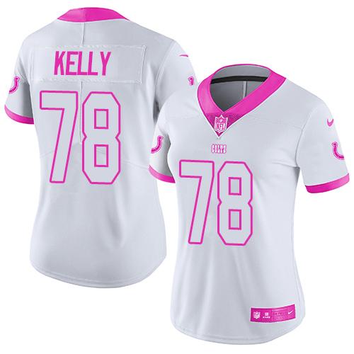 Nike Colts #78 Ryan Kelly White Pink Women's Stitched NFL Limited Rush Fashion Jersey