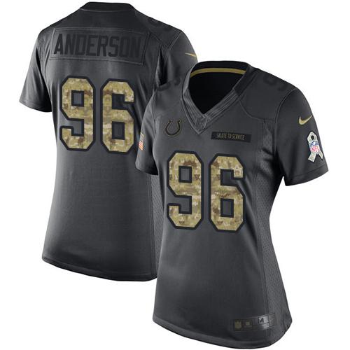 Nike Colts #96 Henry Anderson Black Women's Stitched NFL Limited 2016 Salute to Service Jersey