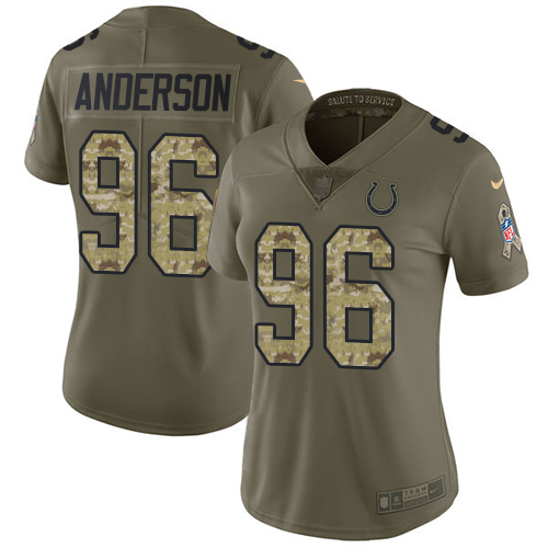 Nike Colts #96 Henry Anderson Olive Camo Women's Stitched NFL Limited 2017 Salute to Service Jersey Nike Colts #96 Henry Anderson Olive Camo Women's Stitched NFL Limited 2017 Salute to Service Jersey