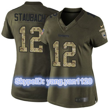 Nike Cowboys #12 Roger Staubach Green Women's Stitched NFL Limited Salute to Service Jersey