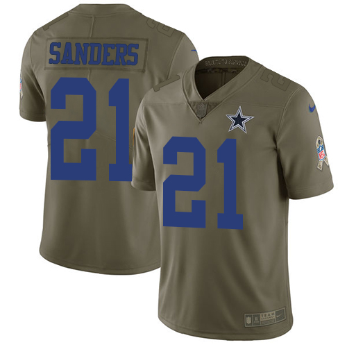 Nike Cowboys #21 Deion Sanders Olive Men's Stitched NFL Limited 2017 Salute To Service Jersey Nike Cowboys #21 Deion Sanders Olive Men's Stitched NFL Limited 2017 Salute To Service Jersey