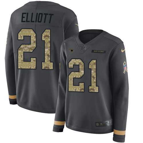 Nike Cowboys #21 Ezekiel Elliott Anthracite Salute to Service