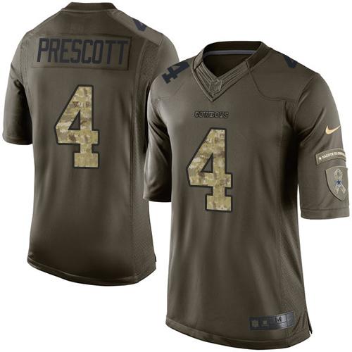 Nike Cowboys #4 Dak Prescott Green Men's Stitched NFL Limited Salute To Service Jersey Nike Cowboys #4 Dak Prescott Green Men's Stitched NFL Limited Salute To Service Jersey