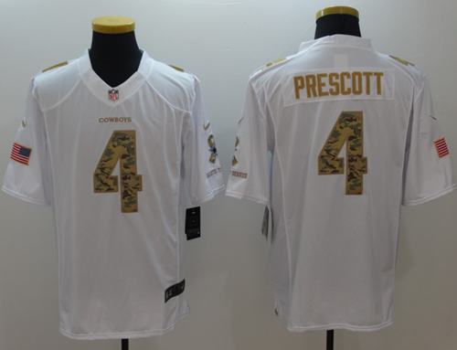 Nike Cowboys #4 Dak Prescott White Men's Stitched NFL Limited Salute To Service Jersey Nike Cowboys #4 Dak Prescott White Men's Stitched NFL Limited Salute To Service Jersey