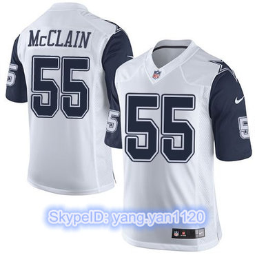 Nike Cowboys #55 Rolando McClain White Men's Stitched NFL Limited Rush Jersey