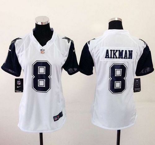 Nike Cowboys #8 Troy Aikman White Women's Stitched NFL Elite Rush Jersey Nike Cowboys #8 Troy Aikman White Women's Stitched NFL Elite Rush Jersey