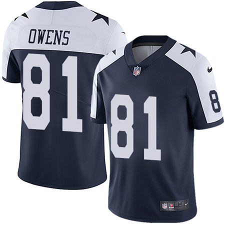 Nike Cowboys #81 Terrell Owens Navy Blue Thanksgiving Men's Stitched NFL Vapor Untouchable Limited Throwback Jersey Nike Cowboys #81 Terrell Owens Navy Blue Thanksgiving Men's Stitched NFL Vapor Untouchable Limited Throwback Jersey