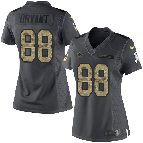 Nike Cowboys #88 Dez Bryant Black Women's Stitched NFL Limited 2016 Salute to Service Jersey