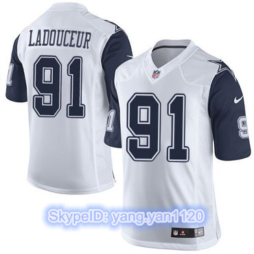Nike Cowboys #91 L. P. Ladouceur White Men's Stitched NFL Limited Rush Jersey