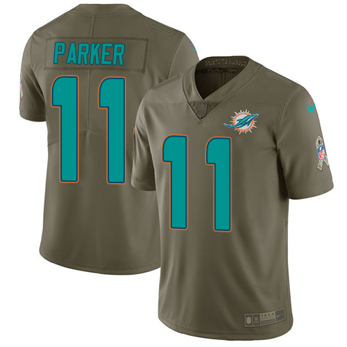 Nike Dolphins #11 DeVante Parker Olive Men's Stitched NFL Limited 2017 Salute to Service Jersey Nike Dolphins #11 DeVante Parker Olive Men's Stitched NFL Limited 2017 Salute to Service Jersey