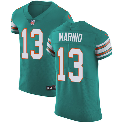 Nike Dolphins #13 Dan Marino Aqua Green Alternate Men's Stitched NFL Vapor Untouchable Elite Jersey Nike Dolphins #13 Dan Marino Aqua Green Alternate Men's Stitched NFL Vapor Untouchable Elite Jersey