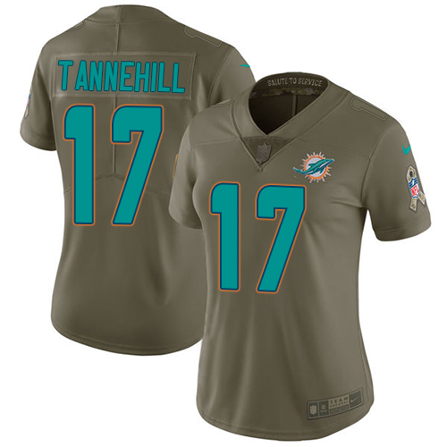 Nike Dolphins #17 Ryan Tannehill Olive Women's Stitched NFL Limited 2017 Salute to Service Jersey Nike Dolphins #17 Ryan Tannehill Olive Women's Stitched NFL Limited 2017 Salute to Service Jersey