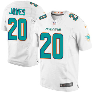 Nike Dolphins #20 Reshad Jones White Men's Stitched NFL New Elite Jersey Nike Dolphins #20 Reshad Jones White Men's Stitched NFL New Elite Jersey