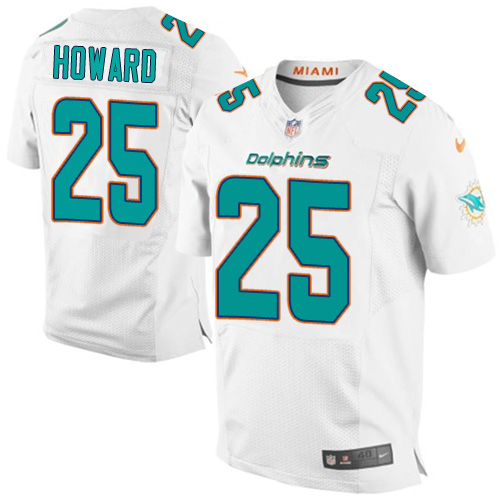 Nike Dolphins #25 Xavien Howard White Men's Stitched NFL New Elite Jersey Nike Dolphins #25 Xavien Howard White Men's Stitched NFL New Elite Jersey
