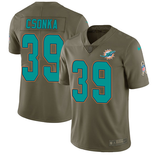 Nike Dolphins #39 Larry Csonka Olive Men's Stitched NFL Limited 2017 Salute to Service Jersey Nike Dolphins #39 Larry Csonka Olive Men's Stitched NFL Limited 2017 Salute to Service Jersey