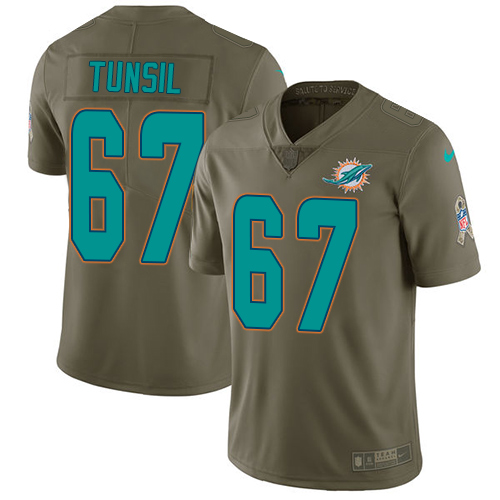 Nike Dolphins #67 Laremy Tunsil Olive Men's Stitched NFL Limited 2017 Salute to Service Jersey