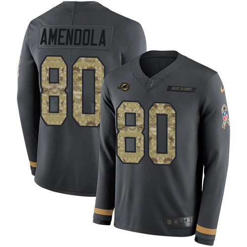 Nike Dolphins #80 Danny Amendola Anthracite Salute to Service Men's Stitched NFL Limited Therma Long Sleeve Jersey Nike Dolphins #80 Danny Amendola Anthracite Salute to Service Men's Stitched NFL Limited Therma Long Sleeve Jersey