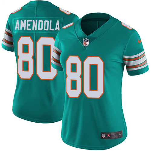 Nike Dolphins #80 Danny Amendola Aqua Green Alternate Women's Stitched NFL Vapor Untouchable Limited Jersey Nike Dolphins #80 Danny Amendola Aqua Green Alternate Women's Stitched NFL Vapor Untouchable Limited Jersey